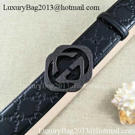 Gucci 38mm Leather Black Belt GG57098 Silver Gucci 38mm Leather Black Belt GG57098 Silver