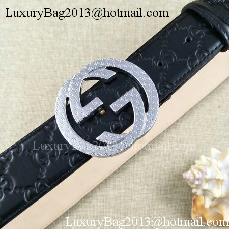 Gucci 38mm Leather Black Belt GG57099 Silver Gucci 38mm Leather Black Belt GG57099 Silver