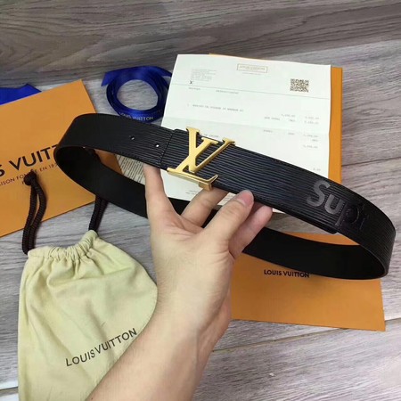 Louis Vuitton SPREME 40mm Black Epi Leather Belt M5897 Gold Louis Vuitton SPREME 40mm Black Epi Leather Belt M5897 Gold
