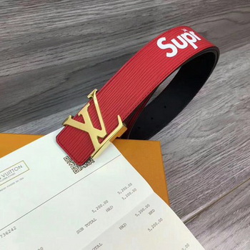Louis Vuitton SPREME 40mm Red Epi Leather Belt M5897 Gold Louis Vuitton SPREME 40mm Red Epi Leather Belt M5897 Gold