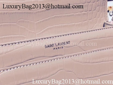 Yves Saint Laurent Croco Leather Cross-body Shoulder Bag Y00931 Pink Yves Saint Laurent Croco Leather Cross-body Shoulder Bag Y00931 Pink