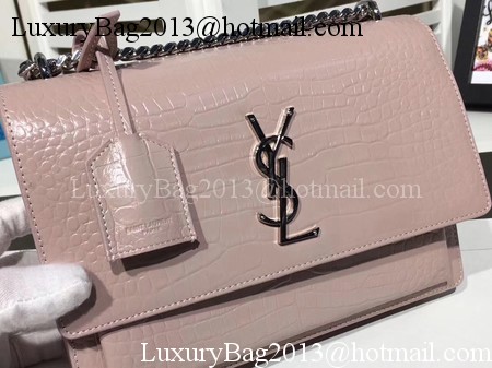 Yves Saint Laurent Croco Leather Cross-body Shoulder Bag Y00931 Pink Yves Saint Laurent Croco Leather Cross-body Shoulder Bag Y00931 Pink