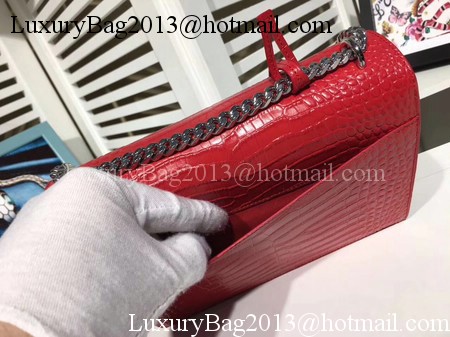 Yves Saint Laurent Croco Leather Cross-body Shoulder Bag Y00931 Red Yves Saint Laurent Croco Leather Cross-body Shoulder Bag Y00931 Red