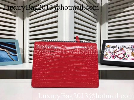 Yves Saint Laurent Croco Leather Cross-body Shoulder Bag Y00931 Red Yves Saint Laurent Croco Leather Cross-body Shoulder Bag Y00931 Red