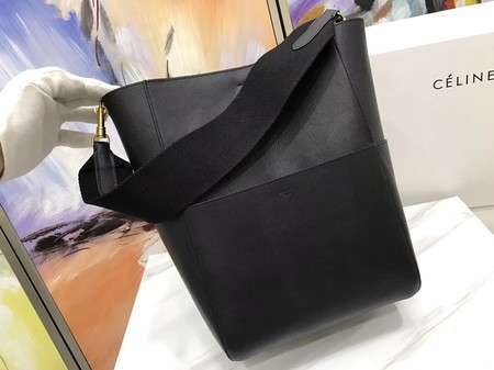 CELINE Sangle Seau Bag in Litchi Leather C3371 Black CELINE Sangle Seau Bag in Litchi Leather C3371 Black