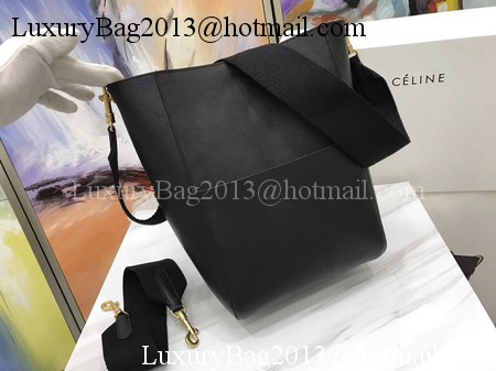 CELINE Sangle Seau Bag in Litchi Leather C3371 Black CELINE Sangle Seau Bag in Litchi Leather C3371 Black