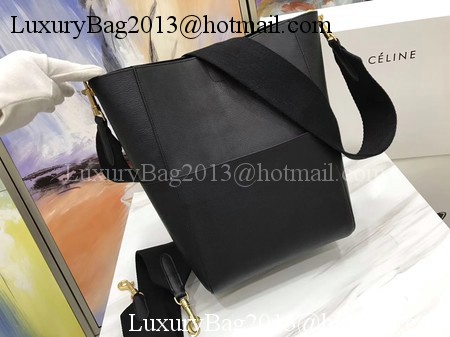 CELINE Sangle Seau Bag in Litchi Leather C3371 Black CELINE Sangle Seau Bag in Litchi Leather C3371 Black