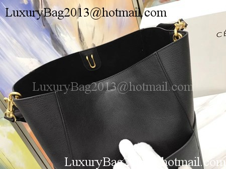 CELINE Sangle Seau Bag in Litchi Leather C3371 Black CELINE Sangle Seau Bag in Litchi Leather C3371 Black