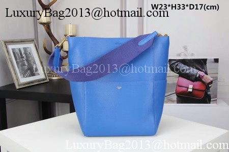 CELINE Sangle Seau Bag in Litchi Leather C3371 Blue CELINE Sangle Seau Bag in Litchi Leather C3371 Blue