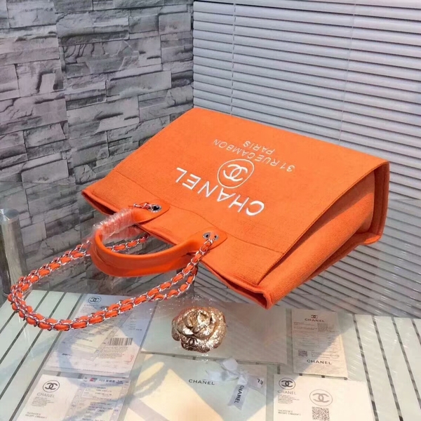 Chanel Large Canvas Tote Shopping Bag CNA1679 Orange Chanel Large Canvas Tote Shopping Bag CNA1679 Orange