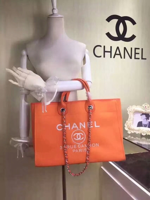 Chanel Large Canvas Tote Shopping Bag CNA1679 Orange Chanel Large Canvas Tote Shopping Bag CNA1679 Orange