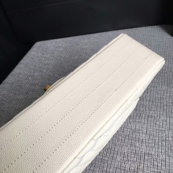 Chanel Flap Shoulder Bags White Original Calfskin Leather CF1112 Gold Chanel Flap Shoulder Bags White Original Calfskin Leather CF1112 Gold