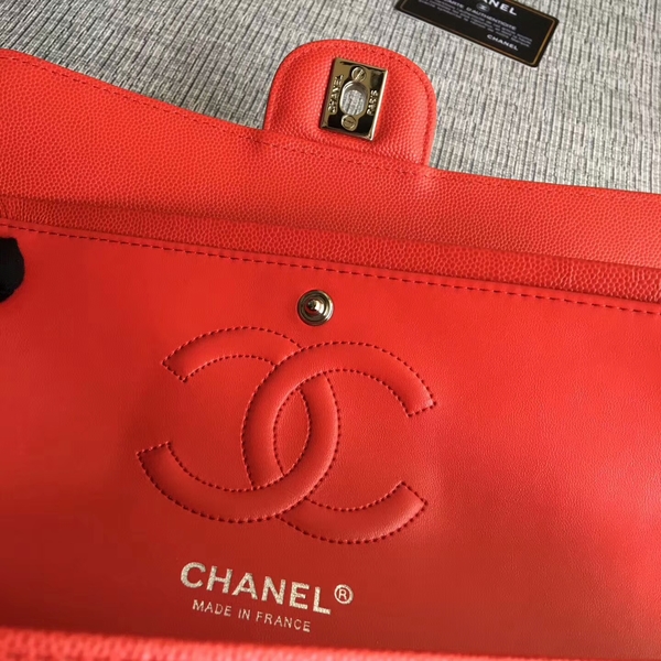Chanel Flap Shoulder Bags Red Original Calfskin Leather CF1112 Silver Chanel Flap Shoulder Bags Red Original Calfskin Leather CF1112 Silver