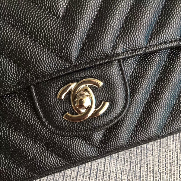 Chanel Flap Shoulder Bags Black Original Calfskin Leather CF1112 Silver Chanel Flap Shoulder Bags Black Original Calfskin Leather CF1112 Silver