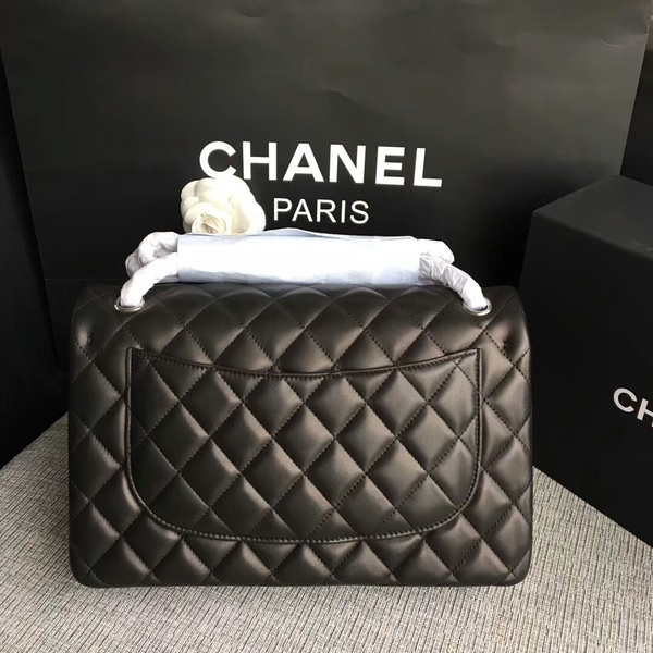 Chanel Flap Shoulder Bags Black Original Lambskin Leather CF1113 Silver Chanel Flap Shoulder Bags Black Original Lambskin Leather CF1113 Silver