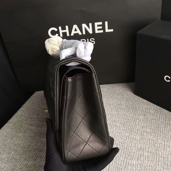 Chanel Flap Shoulder Bags Black Original Lambskin Leather CF1113 Silver Chanel Flap Shoulder Bags Black Original Lambskin Leather CF1113 Silver