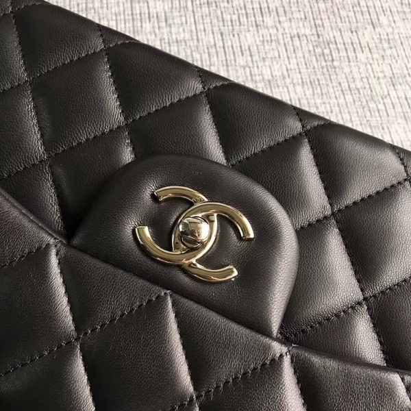 Chanel Flap Shoulder Bags Black Original Lambskin Leather CF1113 Silver Chanel Flap Shoulder Bags Black Original Lambskin Leather CF1113 Silver