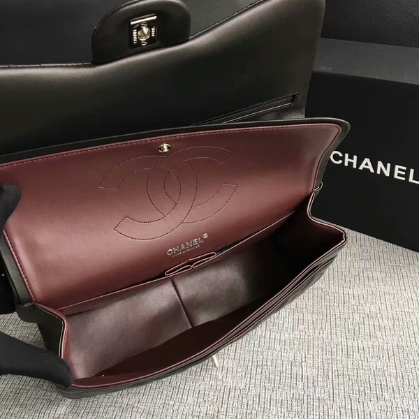 Chanel Flap Shoulder Bags Black Original Lambskin Leather CF1113 Silver Chanel Flap Shoulder Bags Black Original Lambskin Leather CF1113 Silver