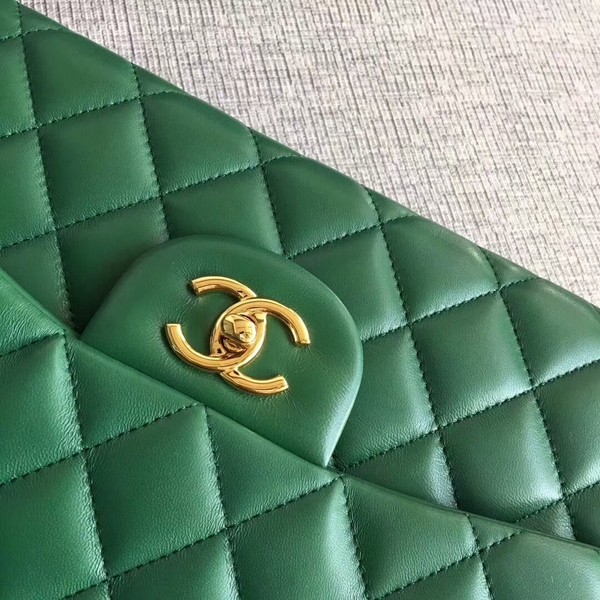 Chanel Flap Shoulder Bags Green Original Lambskin Leather CF1113 Glod Chanel Flap Shoulder Bags Green Original Lambskin Leather CF1113 Glod