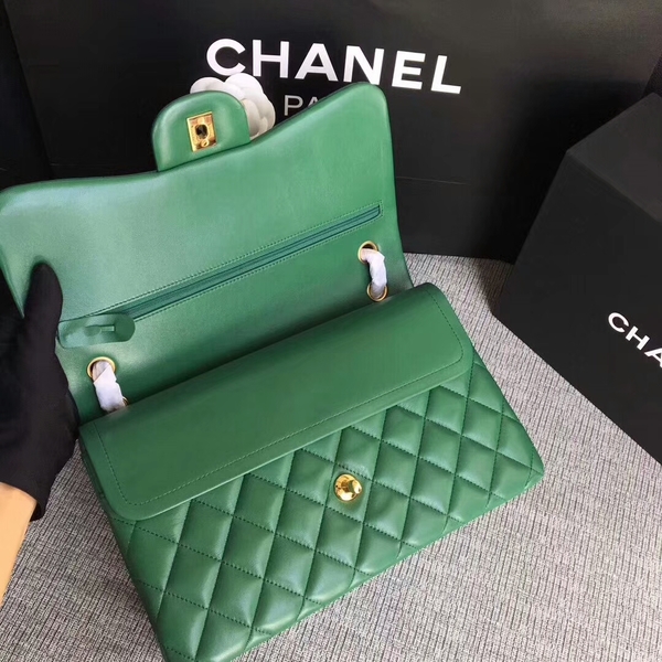 Chanel Flap Shoulder Bags Green Original Lambskin Leather CF1113 Glod Chanel Flap Shoulder Bags Green Original Lambskin Leather CF1113 Glod