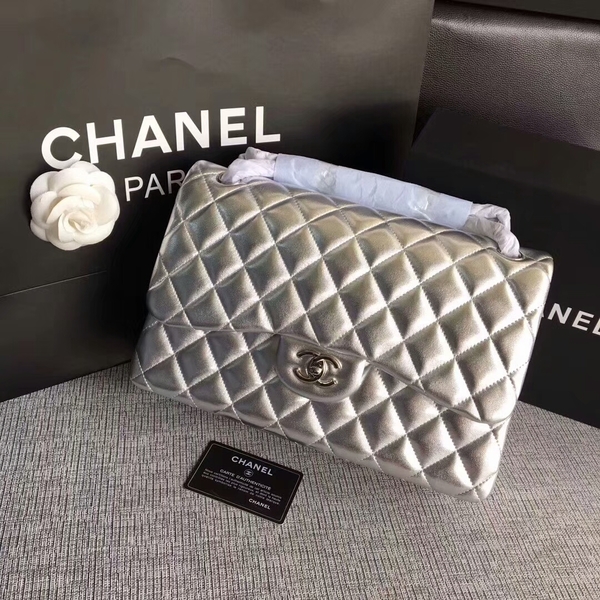 Chanel Flap Shoulder Bags Original Lambskin Leather CF1113 Silver Chanel Flap Shoulder Bags Original Lambskin Leather CF1113 Silver