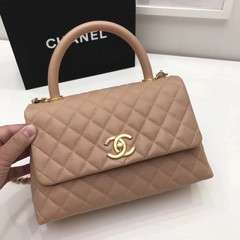 Chanel Classic Top Handle Bag Apricot Original Leather A92991 Gold Chanel Classic Top Handle Bag Apricot Original Leather A92991 Gold