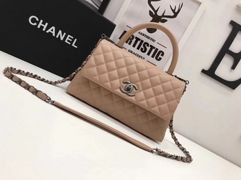 Chanel Classic Top Handle Bag Apricot Original Leather A92991 Silver Chanel Classic Top Handle Bag Apricot Original Leather A92991 Silver
