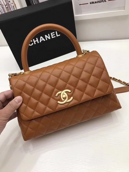 Chanel Classic Top Handle Bag Brown Original Leather A92991 Gold Chanel Classic Top Handle Bag Brown Original Leather A92991 Gold