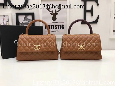 Chanel Classic Top Handle Bag Brown Original Leather A92991 Silver Chanel Classic Top Handle Bag Brown Original Leather A92991 Silver