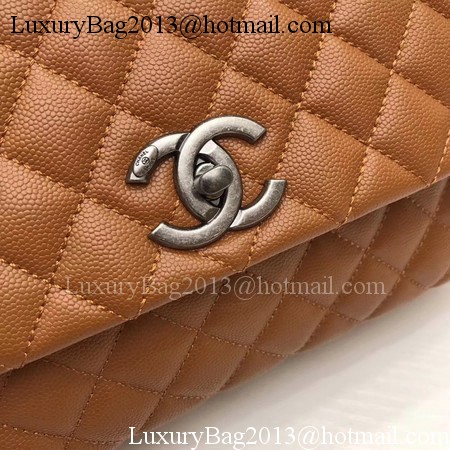 Chanel Classic Top Handle Bag Brown Original Leather A92991 Silver Chanel Classic Top Handle Bag Brown Original Leather A92991 Silver