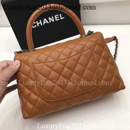 Chanel Classic Top Handle Bag Brown Original Leather A92991 Silver Chanel Classic Top Handle Bag Brown Original Leather A92991 Silver