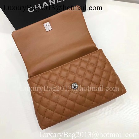 Chanel Classic Top Handle Bag Brown Original Leather A92991 Silver Chanel Classic Top Handle Bag Brown Original Leather A92991 Silver