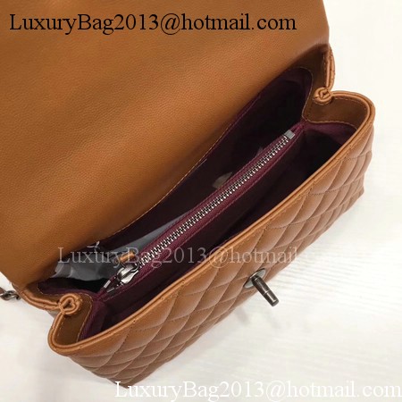 Chanel Classic Top Handle Bag Brown Original Leather A92991 Silver Chanel Classic Top Handle Bag Brown Original Leather A92991 Silver