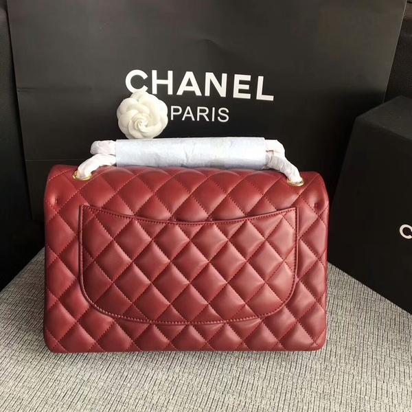 Chanel Flap Shoulder Bags Dark Red Original Lambskin Leather CF1113 Glod Chanel Flap Shoulder Bags Dark Red Original Lambskin Leather CF1113 Glod