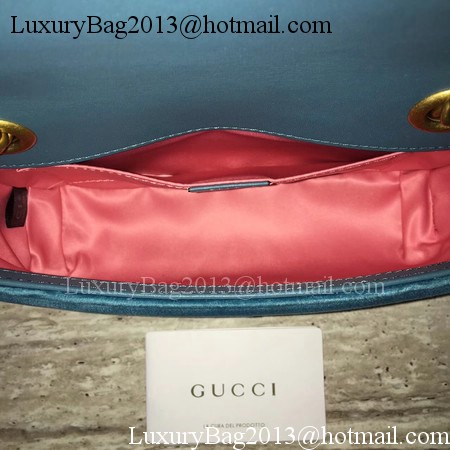 Gucci GG Marmont Chevron Velvet mini Bag 446744 Blue Gucci GG Marmont Chevron Velvet mini Bag 446744 Blue