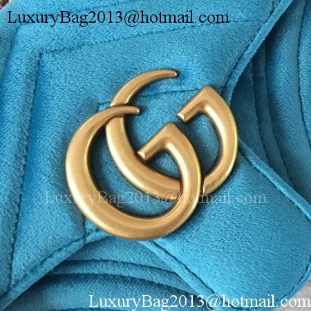 Gucci GG Marmont Chevron Velvet mini Bag 446744 Blue Gucci GG Marmont Chevron Velvet mini Bag 446744 Blue