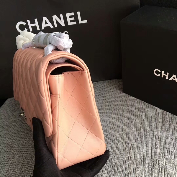 Chanel Flap Shoulder Bags Light Pink Original Lambskin Leather CF1113 Silver Chanel Flap Shoulder Bags Light Pink Original Lambskin Leather CF1113 Silver
