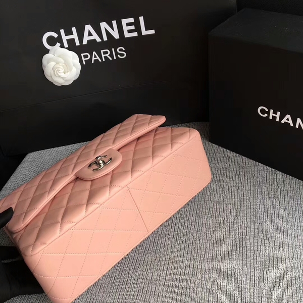 Chanel Flap Shoulder Bags Light Pink Original Lambskin Leather CF1113 Silver Chanel Flap Shoulder Bags Light Pink Original Lambskin Leather CF1113 Silver
