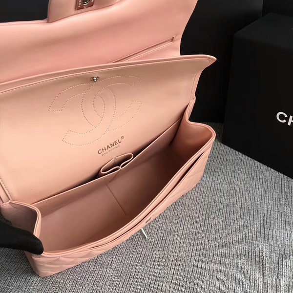 Chanel Flap Shoulder Bags Light Pink Original Lambskin Leather CF1113 Silver Chanel Flap Shoulder Bags Light Pink Original Lambskin Leather CF1113 Silver