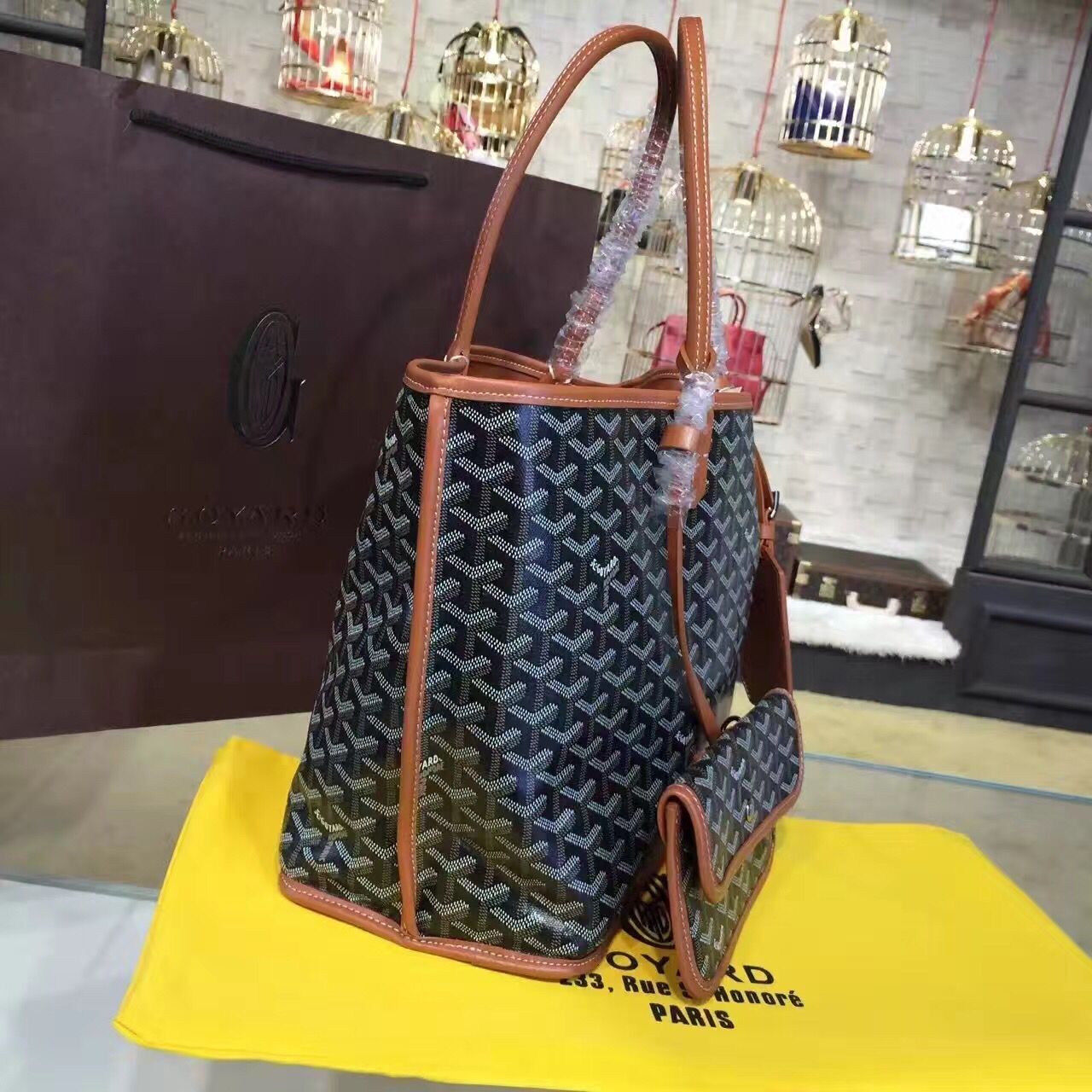 Goyard Y Doodling Calfskin Leather Tote Bag 7901 Brown Goyard Y Doodling Calfskin Leather Tote Bag 7901 Brown