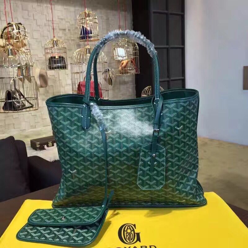Goyard Y Doodling Calfskin Leather Tote Bag 7901 Green Goyard Y Doodling Calfskin Leather Tote Bag 7901 Green