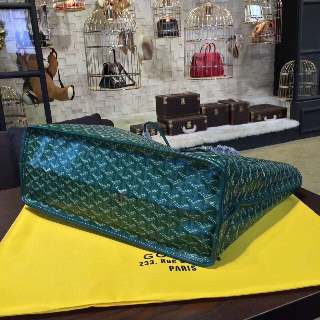 Goyard Y Doodling Calfskin Leather Tote Bag 7901 Green Goyard Y Doodling Calfskin Leather Tote Bag 7901 Green