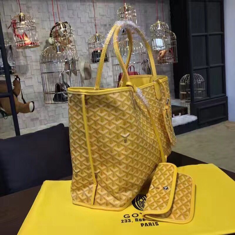 Goyard Y Doodling Calfskin Leather Tote Bag 7901 Yellow Goyard Y Doodling Calfskin Leather Tote Bag 7901 Yellow