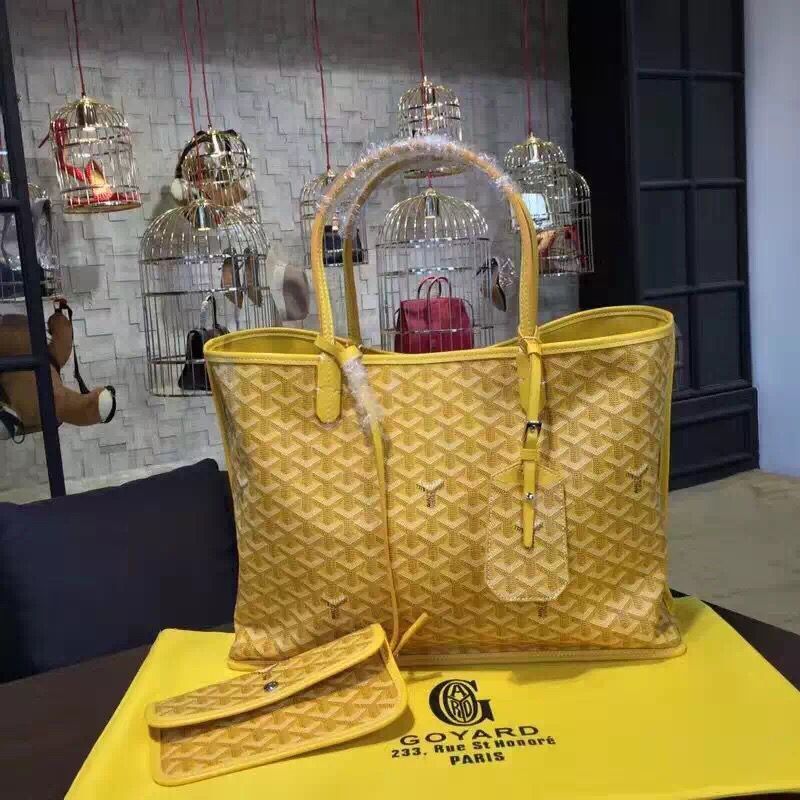 Goyard Y Doodling Calfskin Leather Tote Bag 7901 Yellow Goyard Y Doodling Calfskin Leather Tote Bag 7901 Yellow