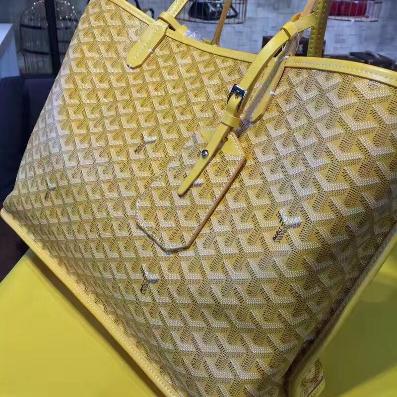 Goyard Y Doodling Calfskin Leather Tote Bag 7901 Yellow Goyard Y Doodling Calfskin Leather Tote Bag 7901 Yellow