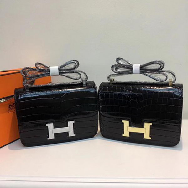 Hermes Constance Bag Croco Leather H9978C Black Hermes Constance Bag Croco Leather H9978C Black