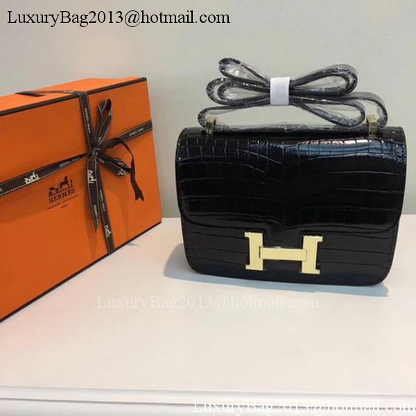 Hermes Constance Bag Croco Leather H9978C Black Hermes Constance Bag Croco Leather H9978C Black