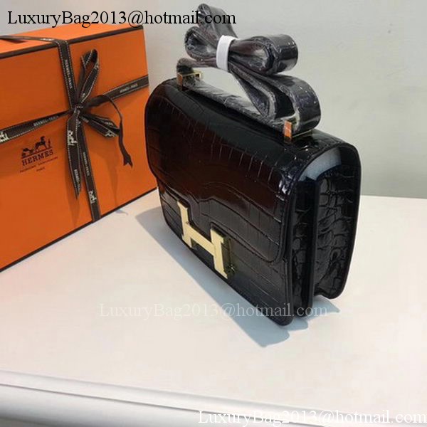 Hermes Constance Bag Croco Leather H9978C Black Hermes Constance Bag Croco Leather H9978C Black
