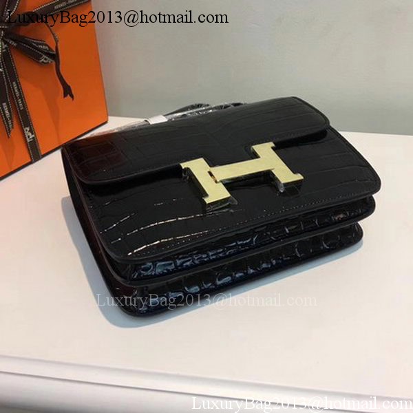 Hermes Constance Bag Croco Leather H9978C Black Hermes Constance Bag Croco Leather H9978C Black