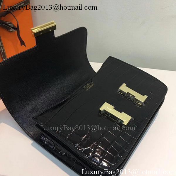 Hermes Constance Bag Croco Leather H9978C Black Hermes Constance Bag Croco Leather H9978C Black